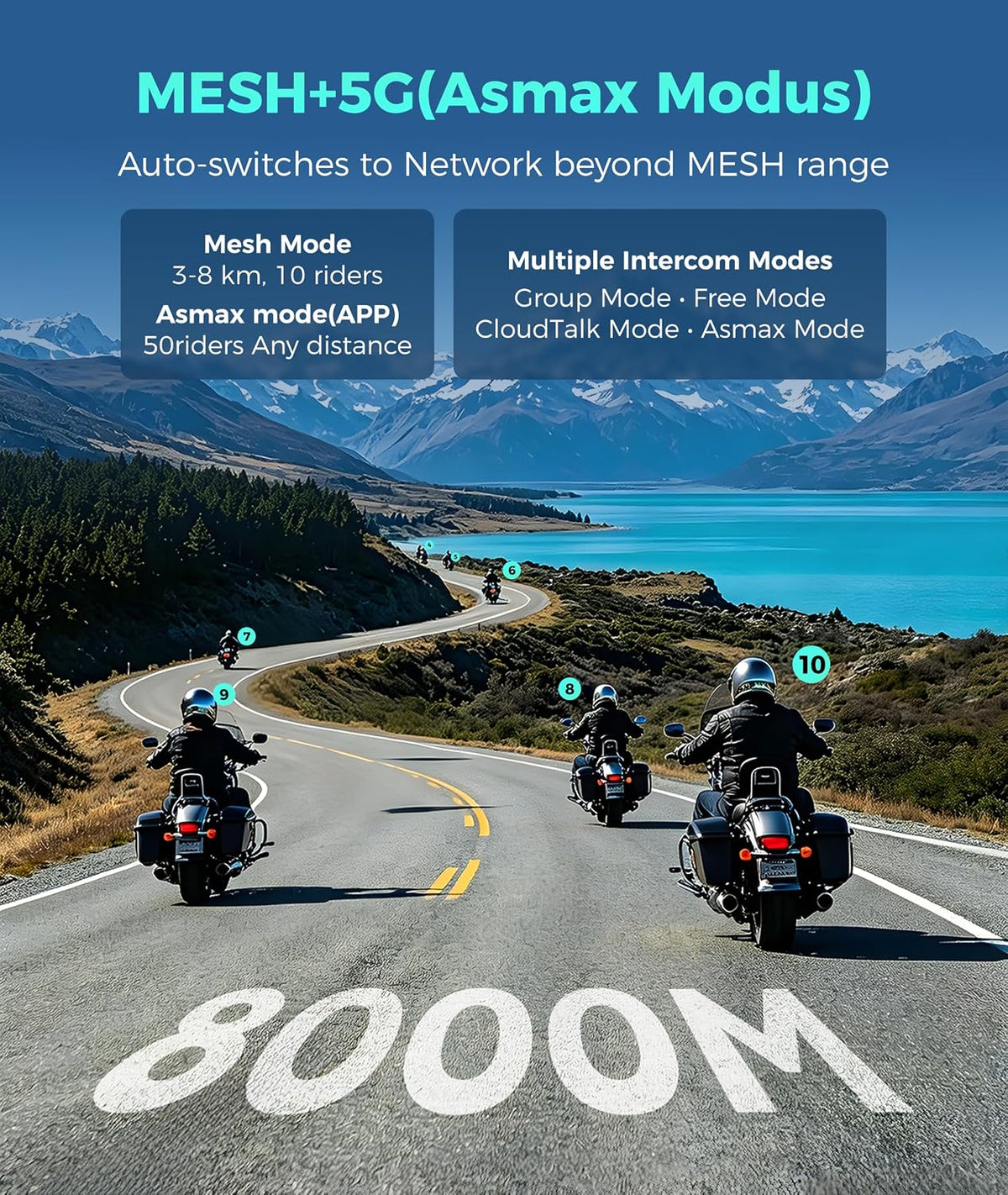 ASMAX Auriculares Bluetooth para motocicleta F1s con control de voz