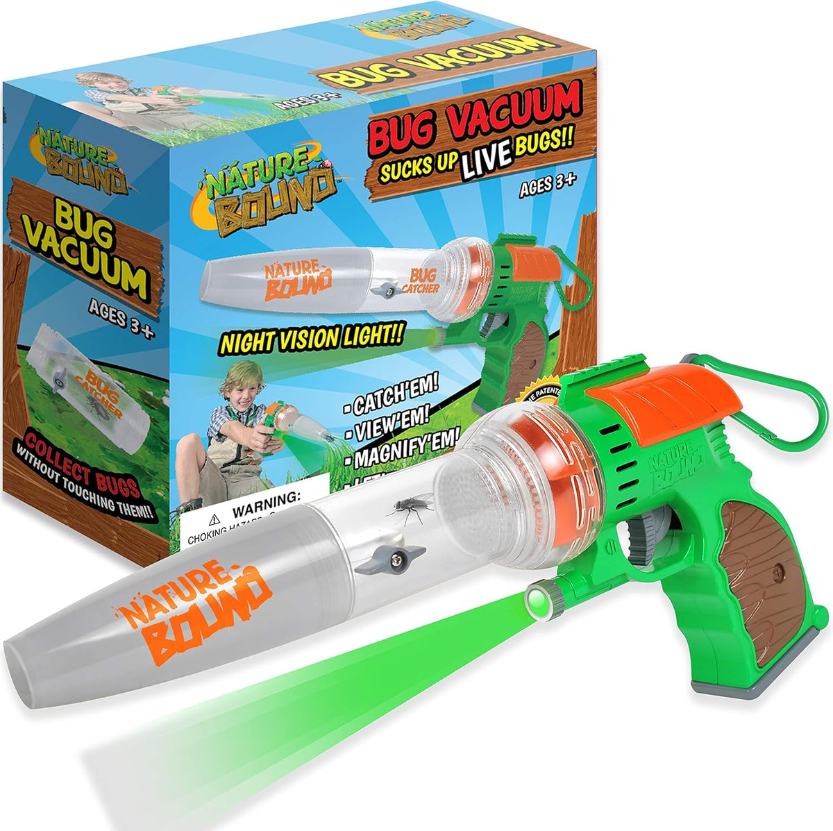 Nature Bound Juguete para atrapar insectos | Aspiradora de bichos ecológica, atrapa y libera | Juguete de juego para interior y exterior de 3 a 12 años | Incluye núcleo de captura con magnificación |