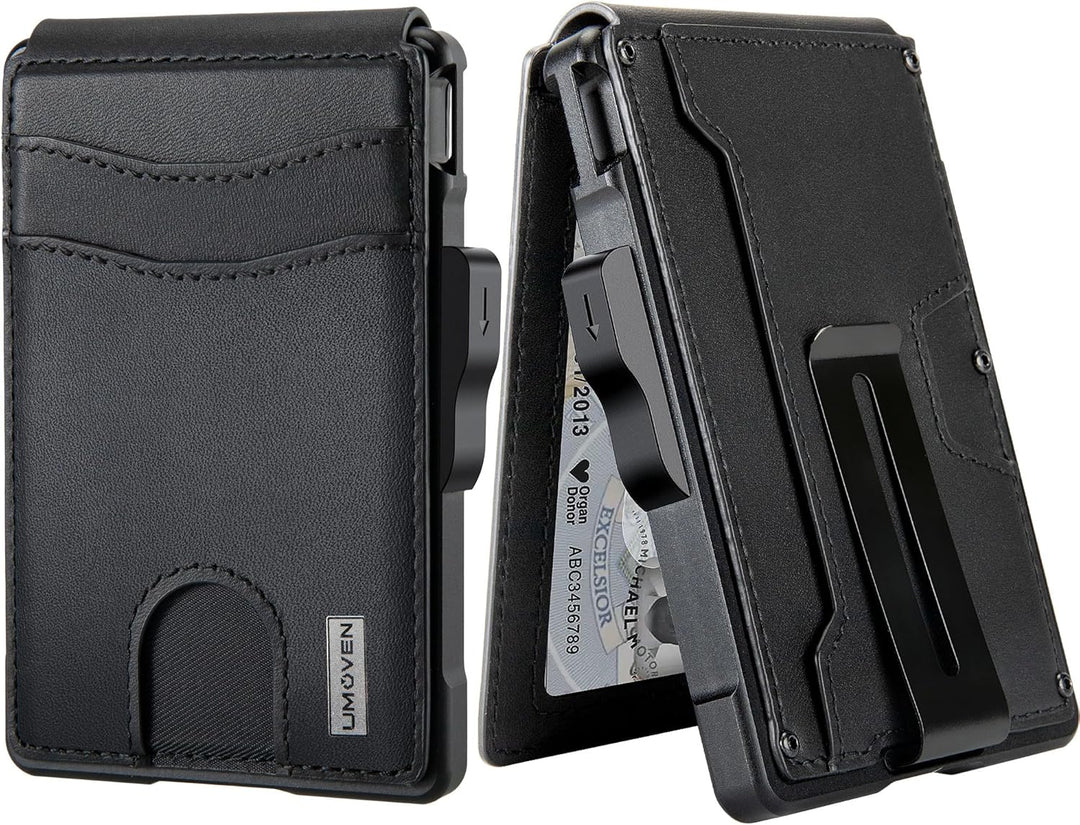 umoven Cartera para hombre \u2013 con clip para dinero, ranuras de...