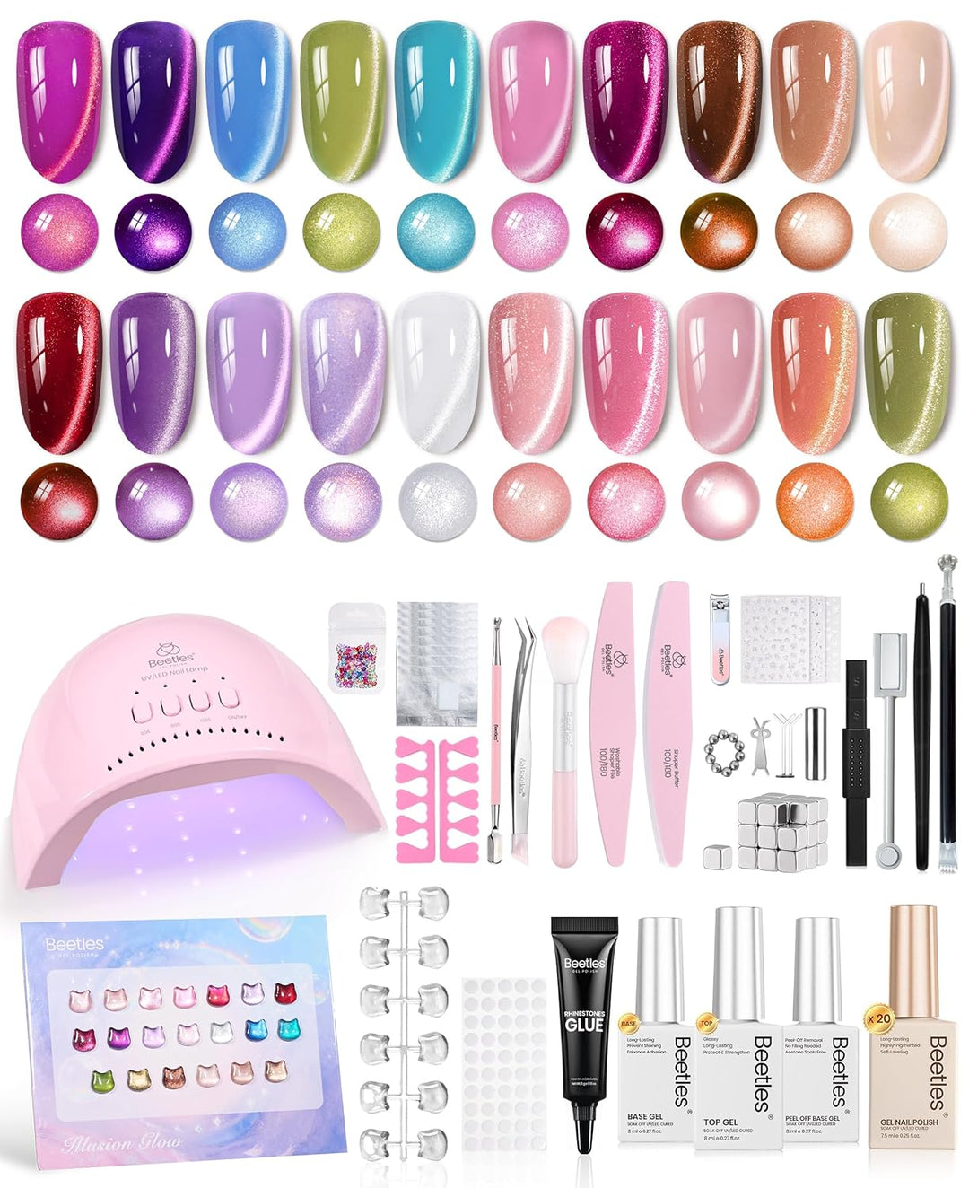 Beetles - Juego de 96 esmaltes de uñas de gel con luz UV - Juego de...