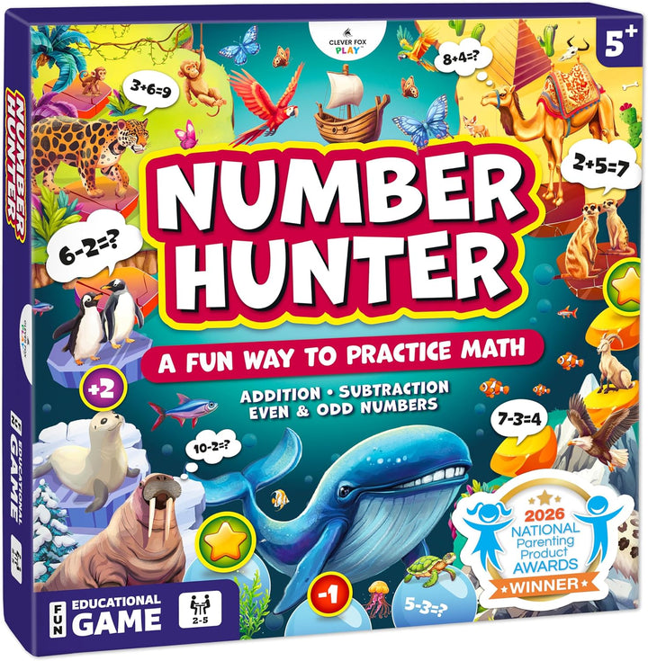 Number Hunter - Juego de mesa de matemáticas para niños de 5 a 7 añ...