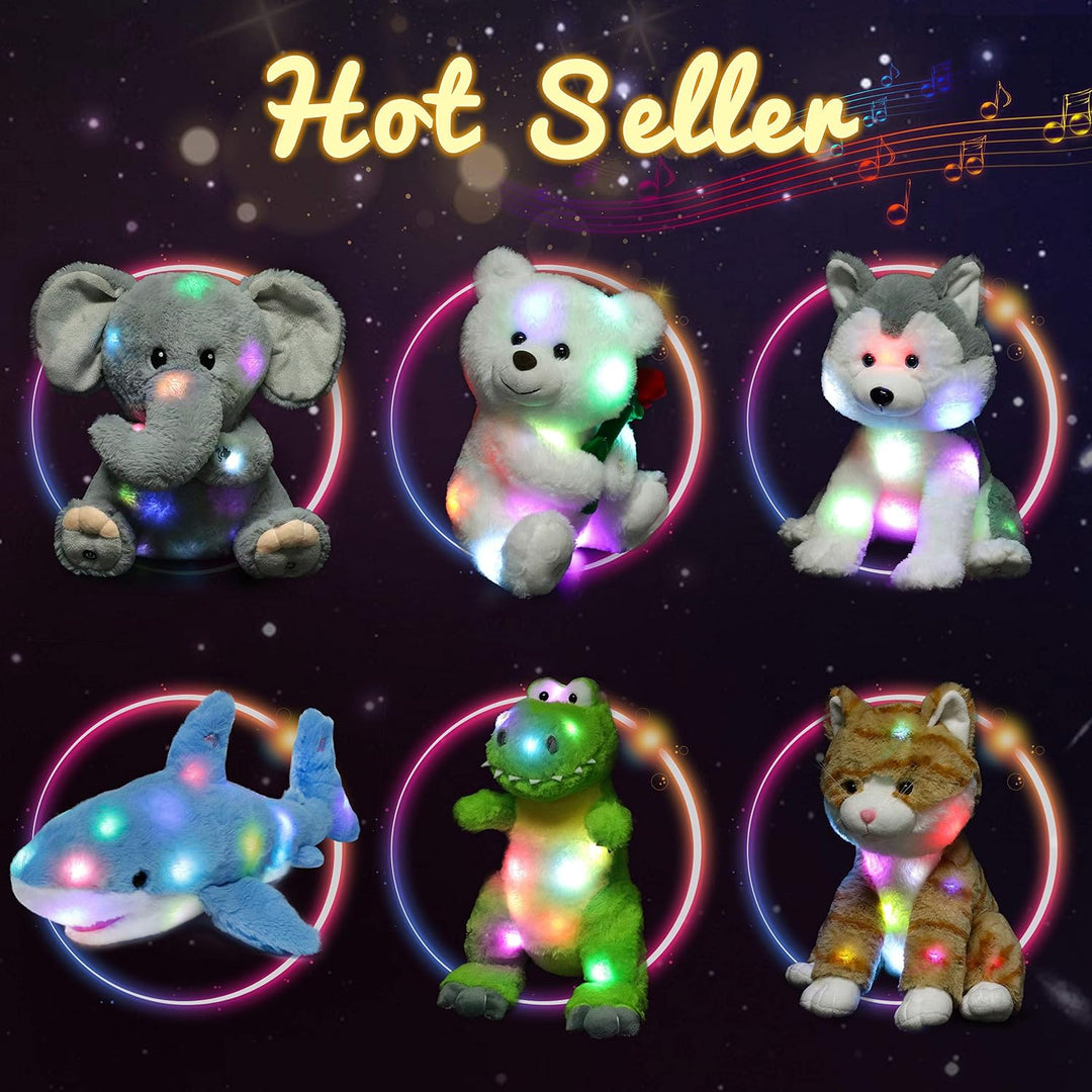 Hopearl Elefante de peluche musical LED que ilumina y canta, volume...
