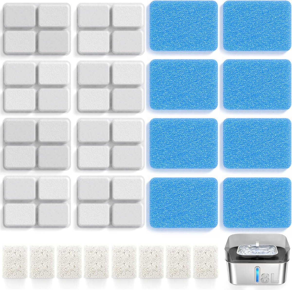 Paquete de 8 filtros de fuente de agua para perros de repuesto para