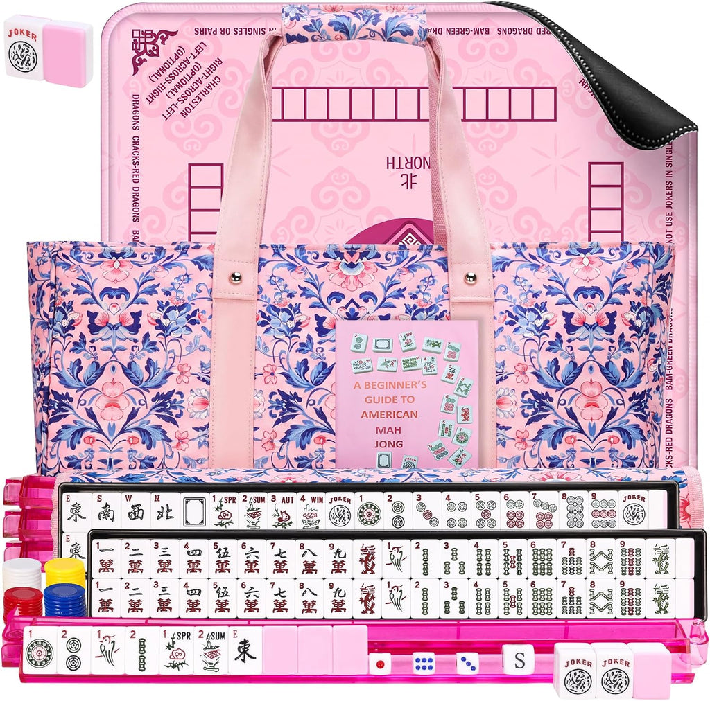 American Mahjong Set con alfombrilla y bastidores, juego de