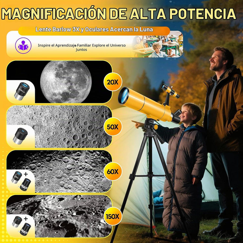 Telescope para Adults & Kids, 80mm Aperture 500mm Refractor