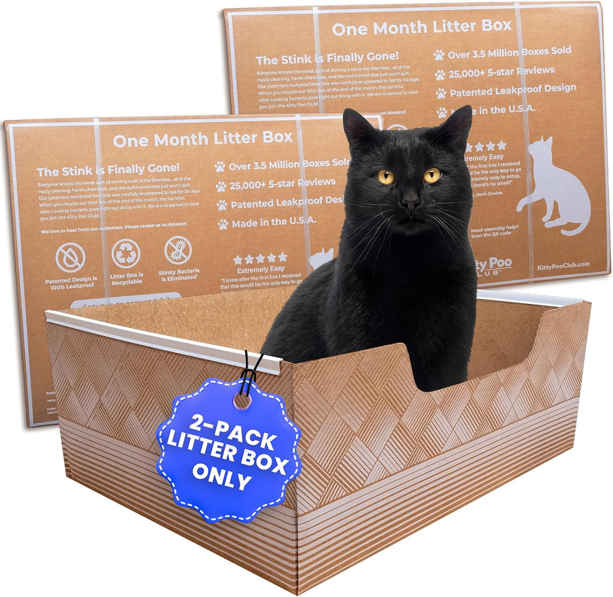 Kitty Poo Club Caja de arena desechable para gatos, paquete de 2