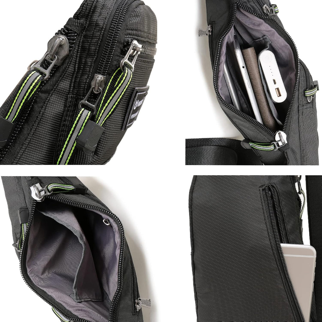 NICGID Bolso bandolera en el pecho, mochila de hombro, bolsa cruzada, mochila casual para hombres y mujeres, Verde oscuro, Viajes