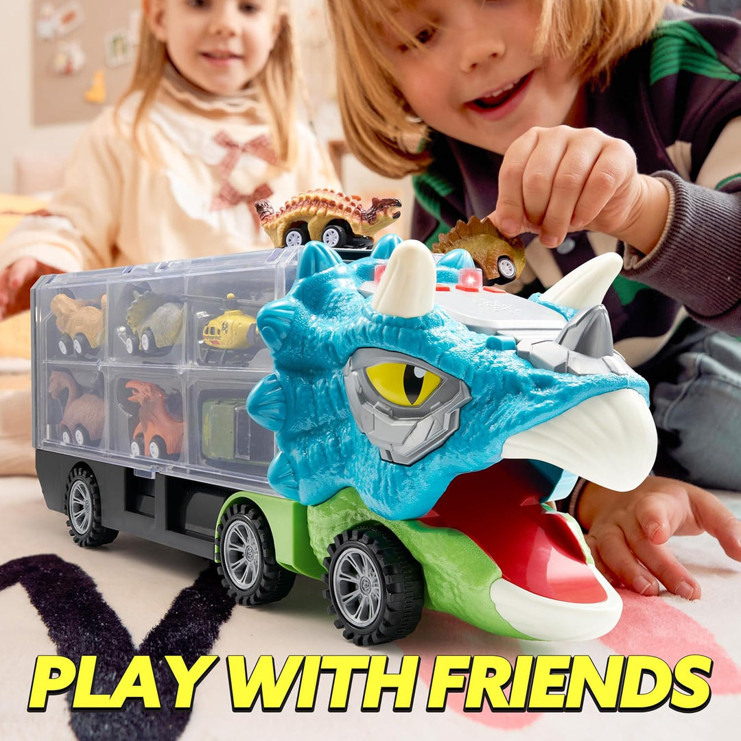 JOYIN Juguetes de Dinosaurio 13 en 1 para Niños de 3-5, Camión de D...
