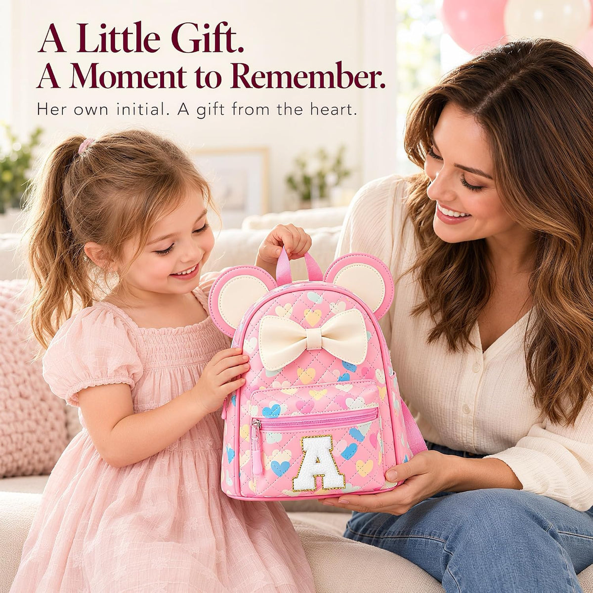 Luvbagg Linda mochila con inicial para niñas, mini bolsa de viaje para