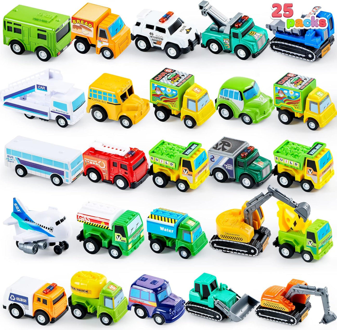 JOYIN - Conjunto de 25 vehículos de juguete autos
