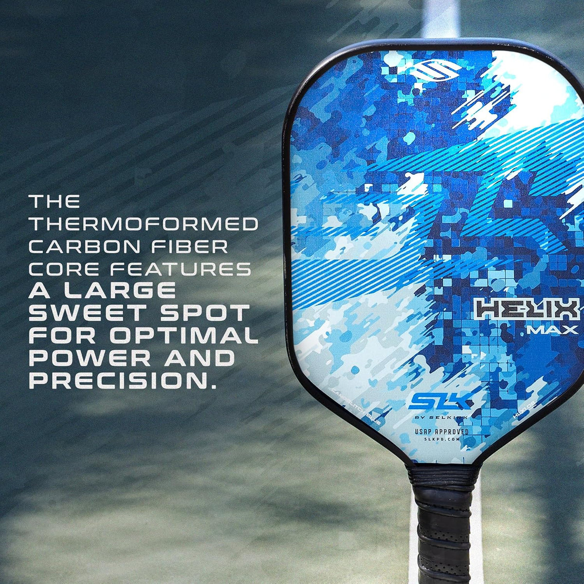 Selkirk Sport SLK Helix Pro Paleta de Pickleball | Paletas de Pickleball de Fibra de Carbono Termoformada con Cara Híbrida de Fibra de Carbono y Fibra de Vidrio | Control Inigualable