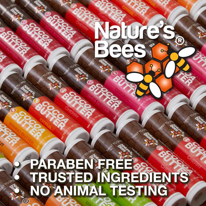 Nature's Bees Bálsamo labial de manteca de cacao, original, man...