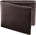 Cartera plegable de cuero para hombre con bloqueo RFID y ventana