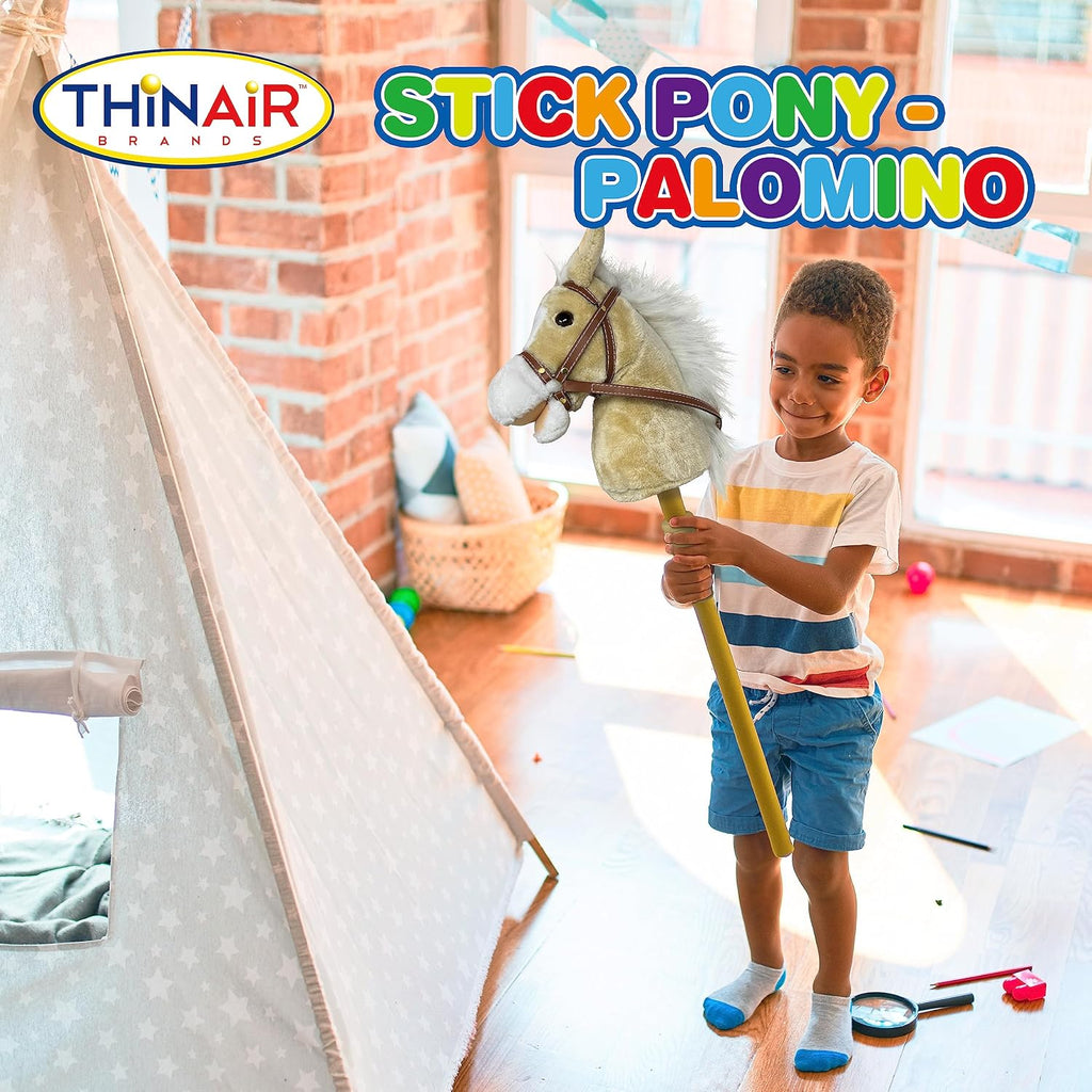 Caballo de palo Nature Bound | Caballito de juguete de felpa artesanal proporciona divertido juego de simulación para niños pequeños y preescolares | Cabeza cosida a mano, palo de madera resistente
