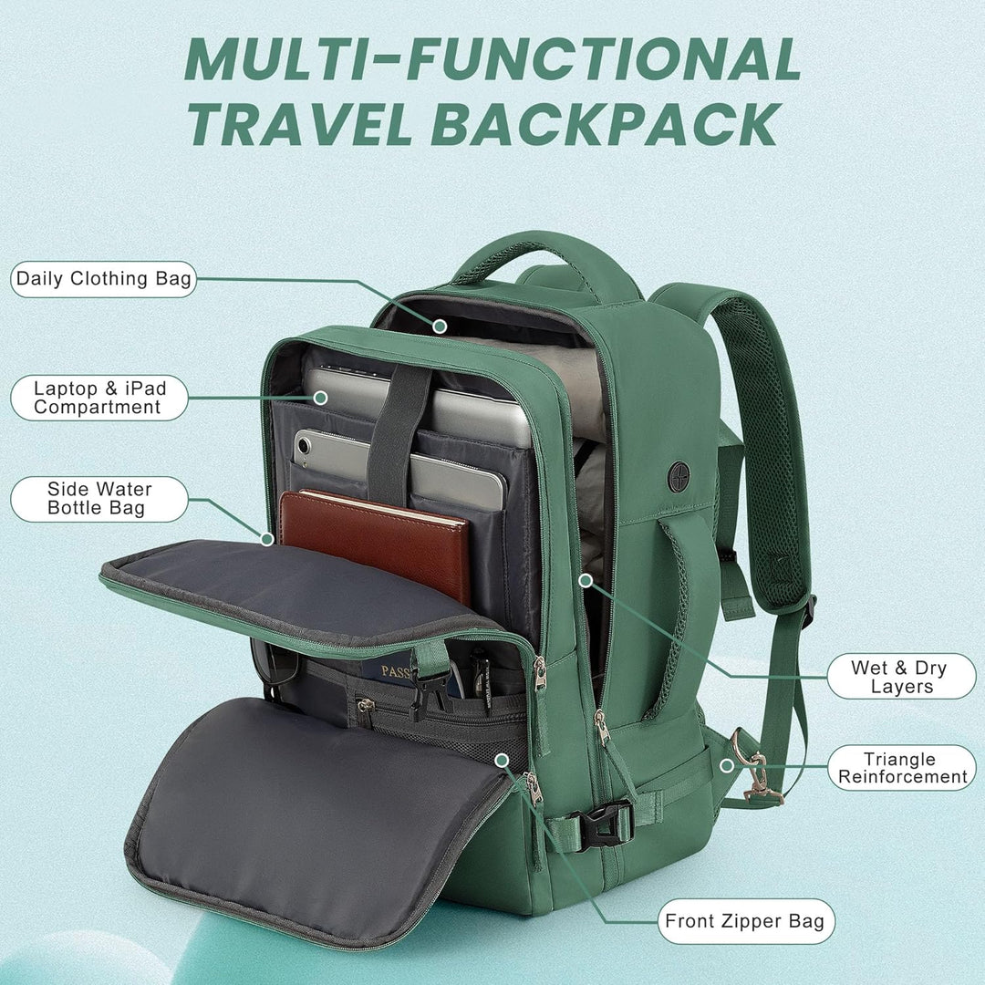 Mochila de Viaje Sinaliy, Verde, Grande, Viajes