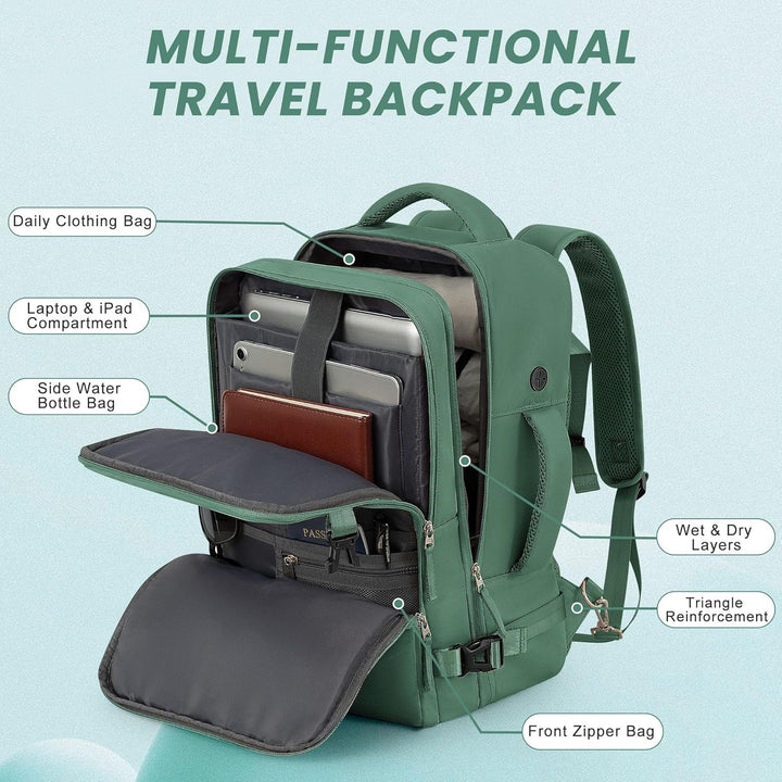 Mochila de Viaje Sinaliy, Verde, Grande, Viajes