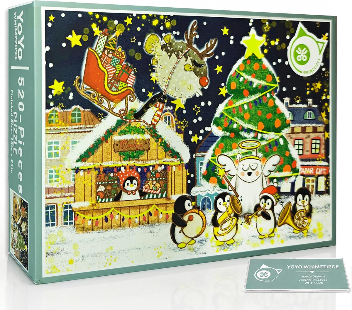 Rompecabezas de Navidad para adultos, 520 piezas, pingüino y oso polar