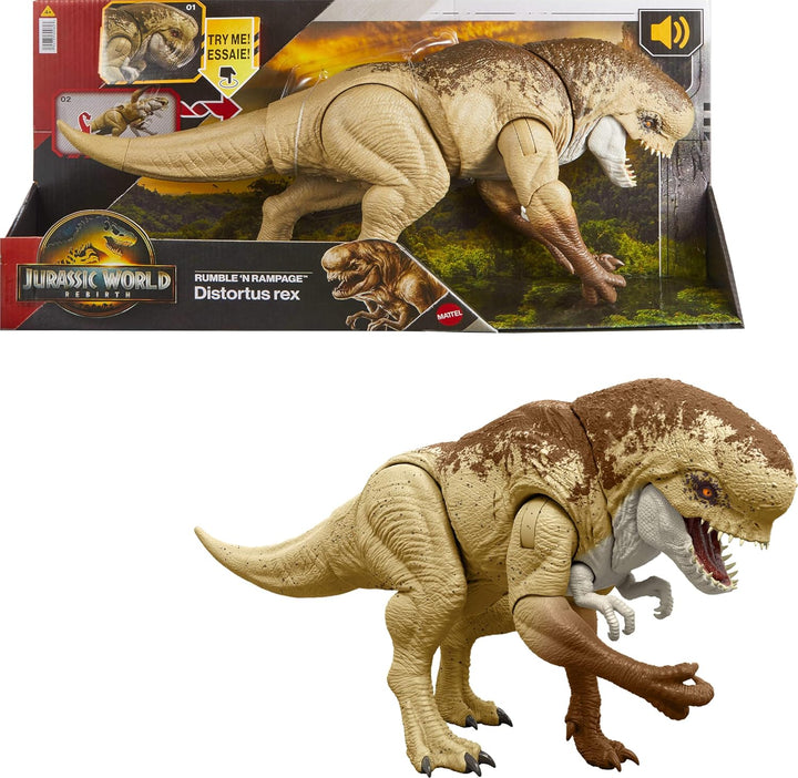 Mattel Jurassic World Rebirth Distortus Rex Rumble N Rampage Figura...