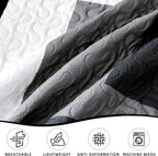 Juego de edredón de 3 piezas, color negro y gris, tamaño Full/Queen, juego de ropa de cama reversible geométrico negro y blanco, colcha ligera de microfibra con 2 fundas de almohada, fundas de