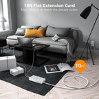 TESSAN - Protector contra sobretensiones, cable de extensión de enchufe plano de 10 pies