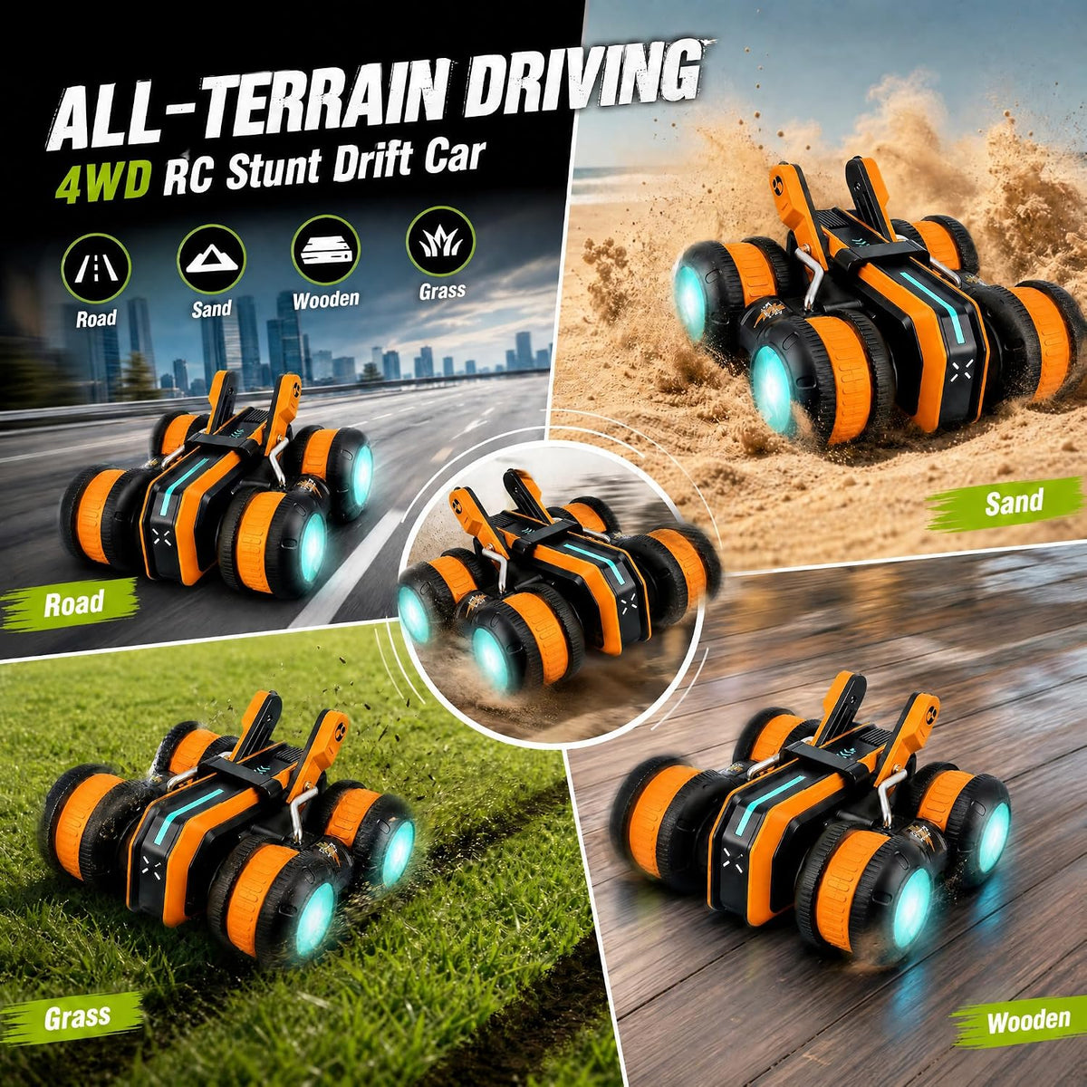 Coche de acrobacias de alta velocidad RC los 25KM/H, 2.4GHz 4WD