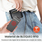 Cartera de cadena de cuero de grano completo: Cartera triple RFID