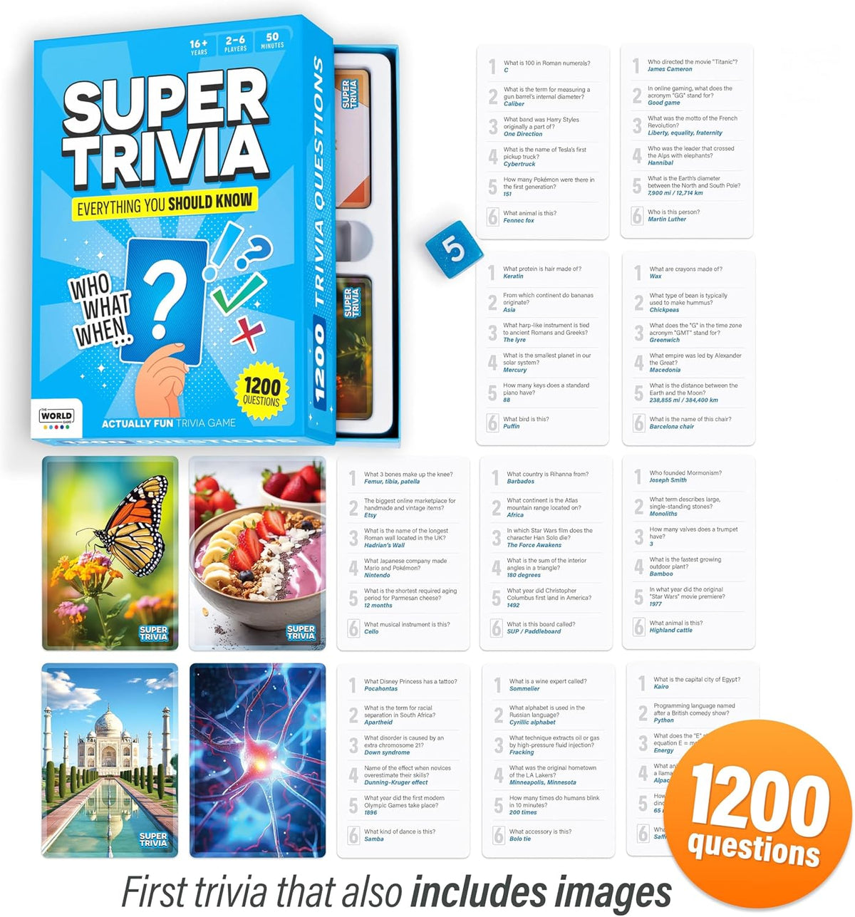 Super Trivia Games for Adults & Family - Juego de cartas de viaje con