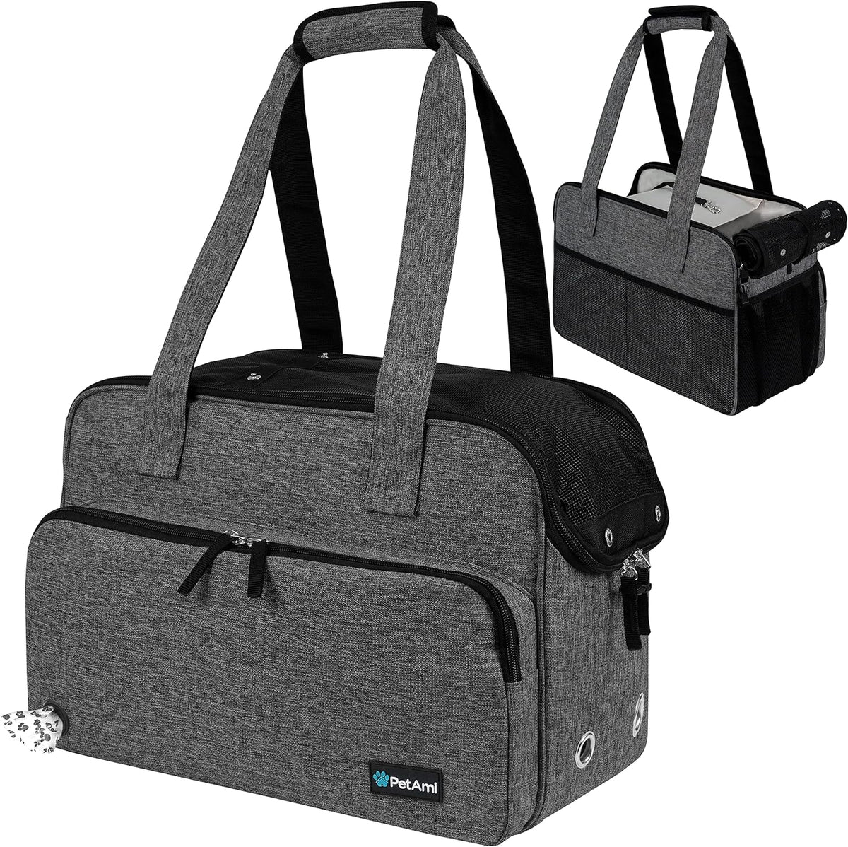 PetAmi Transportadora Tipo Bolso para Perros Pequeños, Bolsa Transportadora de Mascotas de Lados Suaves con Bolsillos, Bolsa de Mano de Viaje Portátil para Cachorros y Gatos Estilo Tote, Malla