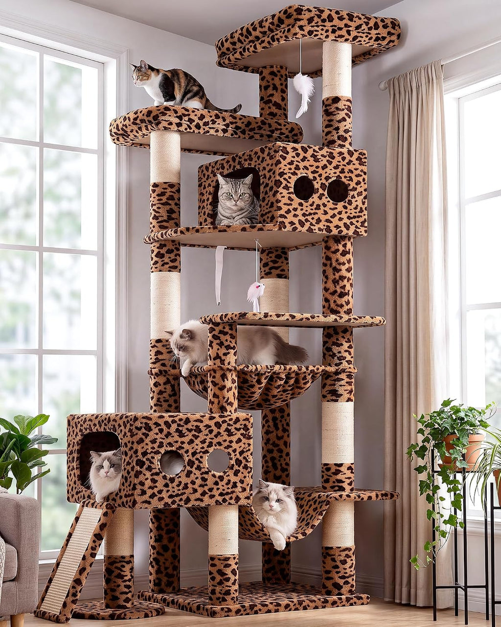 Globlazer Torre alta para gatos de varios niveles resistente de 83 pulgadas