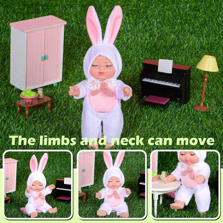 4 Pcs Muñecas de Bebé de 7 Pulgadas con Adorables Trajes Temáticos...