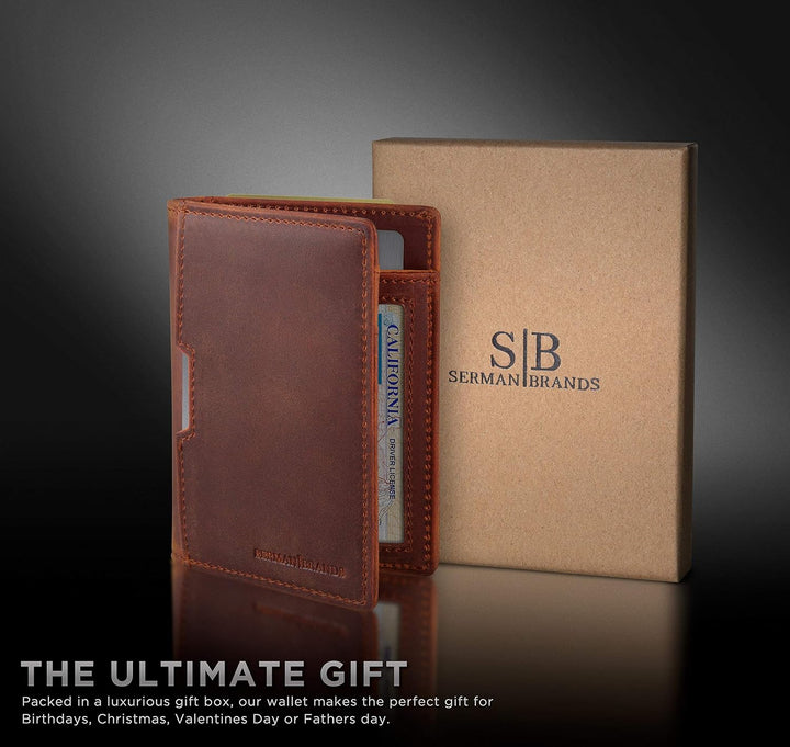 SERMAN BRANDS \u2013 Carteras para hombre, delgadas, de cuero, con...