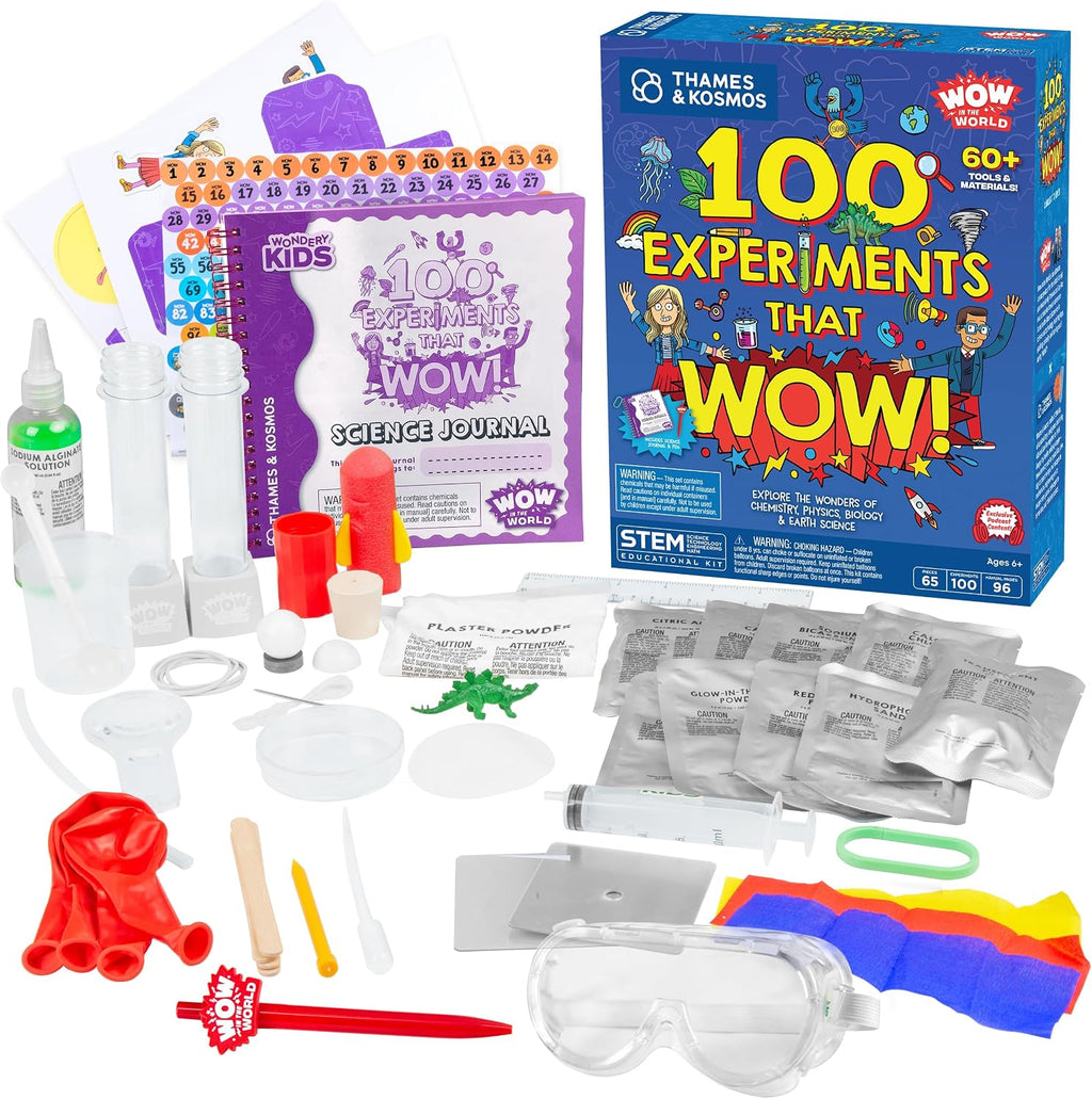 ¡Impresiona con el mundo! 100 experimentos que impresionan el kit de ciencia de Wow Science de Thames & Kosmos, más de 60 herramientas y materiales, actividades únicas de química, física, biología y