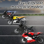MQDMINI - Paquete de 4 juguetes de motocicleta con tracción trasera, sin luces, sin sonido