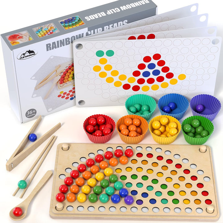 PRO100HOME - Juguetes Montessori de aprendizaje de madera para niño...