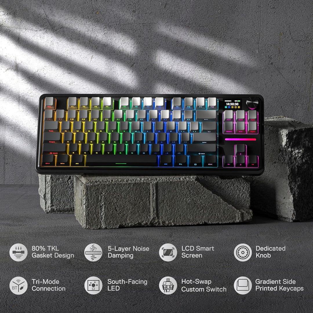 Redragon K743 PRO GB Teclado Gaming RGB 80% Gasket con Pantalla TFT...