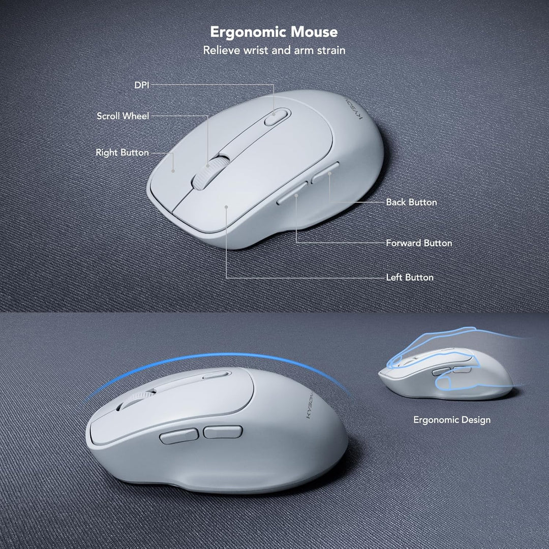KYSONA Combo de teclado y mouse inalámbricos, teclado inalámbrico d...