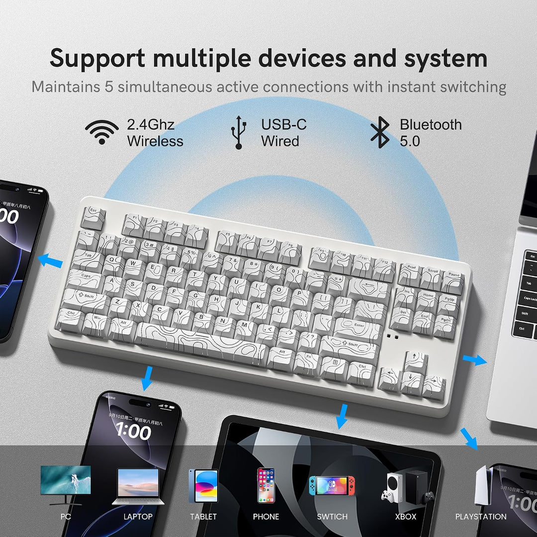FL ESPORTS NX87 Teclado mecánico inalámbrico de grado militar - Dur...