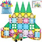 PicassoTiles Juego de 101 piezas de fichas magnéticas con bolsa de almacenamiento duradera Kit de juguetes magnéticos educativos de construcción STEM para niños pequeños, niños en edad preescolar