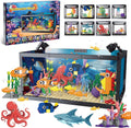 Juego de construcción de pecera 8 en 1, bloque de construcción de acuario marino con luz LED, recuerdos de fiesta, 9 modelos de juguete que incluye cangrejo de pulpo, regalos de cumpleaños de Navidad para niños y niñas de 6, 8, 10, 12 años en adelante