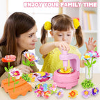 Kit de ramo de flores de tela rosa y morado, regalo educativo para niñas