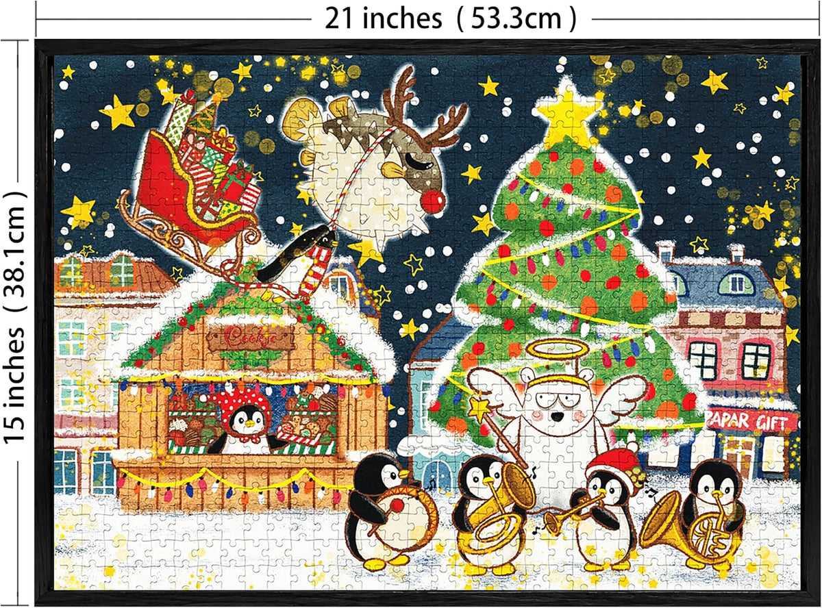 Rompecabezas de Navidad para adultos, 520 piezas, pingüino y oso polar