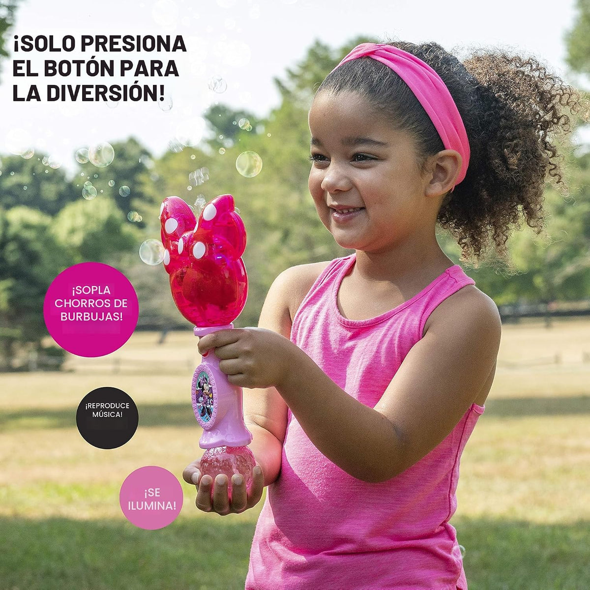 Little Kids Disney Minnie Mouse Light y Sound Musical Bubble Wand, Includes Bubble Solution, Multi (2051)