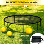 Juegos al aire libre para la familia, juego de pelota de playa, juego de red redonda con red y bolsa de transporte de 3 bolas para patio trasero, playa, parque, césped, deportes al aire libre para