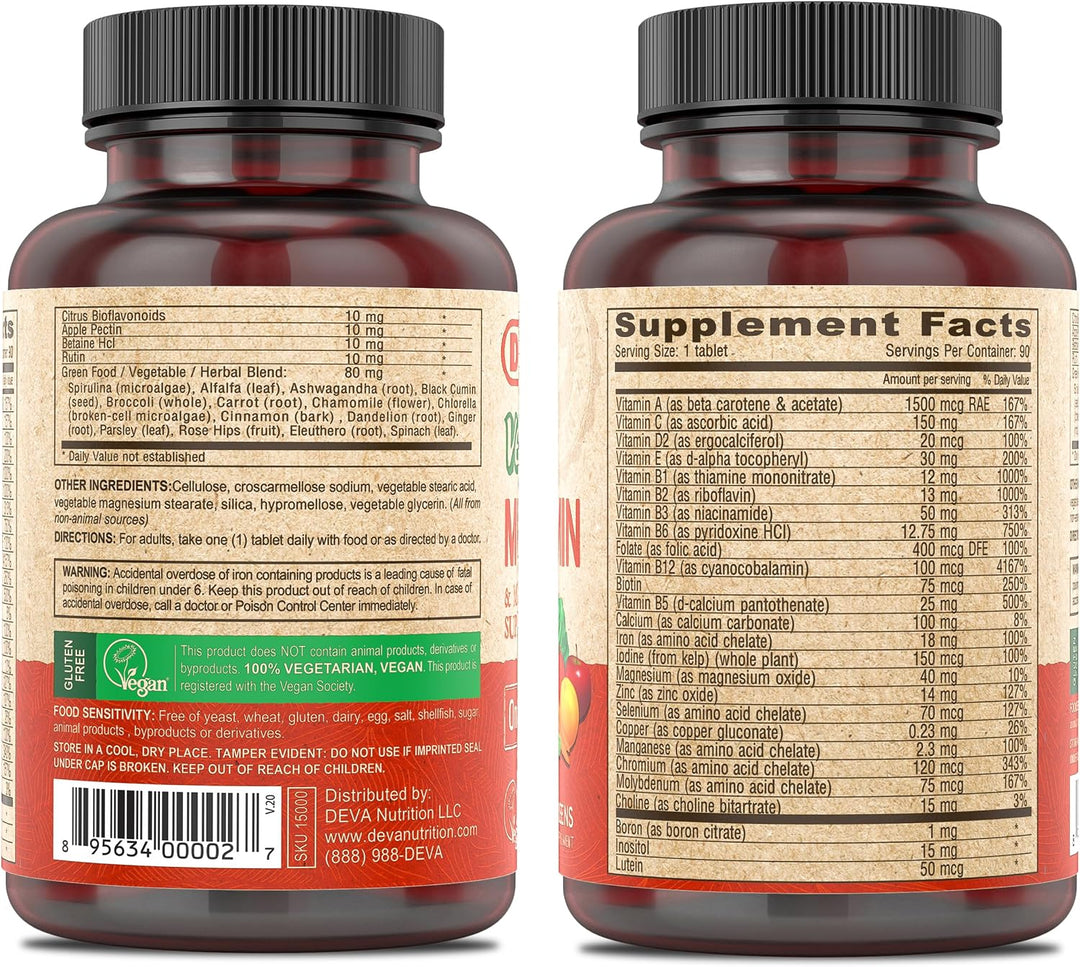 Deva Suplemento multivitamínico y mineral vegano, fórmula vegana co...