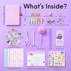 LolliME - Kit de diario de bricolaje morado para adolescentes y niñas de 8 a 14 años, regalo de cumpleaños, juego de diario con cerradura de 300 piezas, artes y manualidades, álbum de recortes y diario creativo