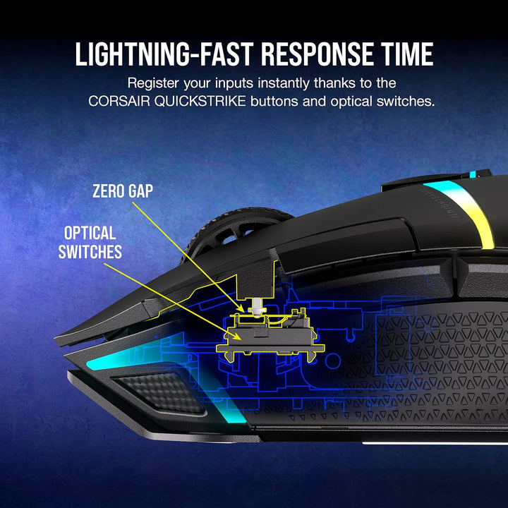 Corsair NIGHTSABRE - Mouse inalámbrico RGB para juegos FPS, MOBA -...