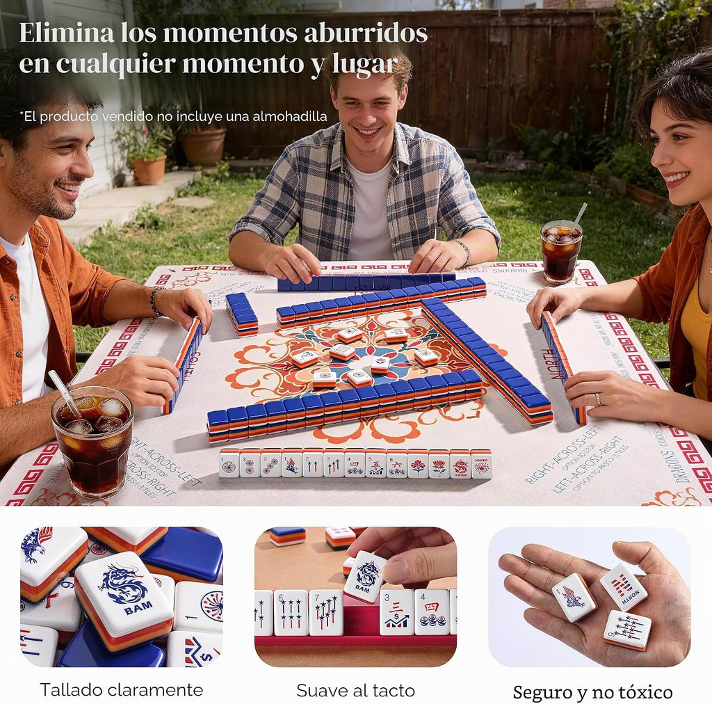 Juego de 160 azulejos de Mahjong americanos solamente, azulejos patrióticos de acrílico de 4 capas de Estados Unidos – Diseño patentado I+D hecho a medida para viajes de juego en casa (sin
