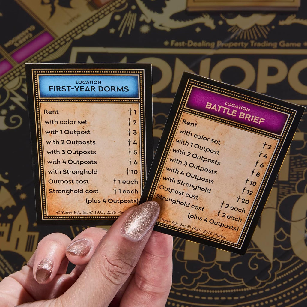 Juego de mesa Monopoly Fourth Wing Edition para adultos, juego con licencia oficial inspirado en la serie Empyrean, libro 1, 2-6 jugadores, a partir de 17 años