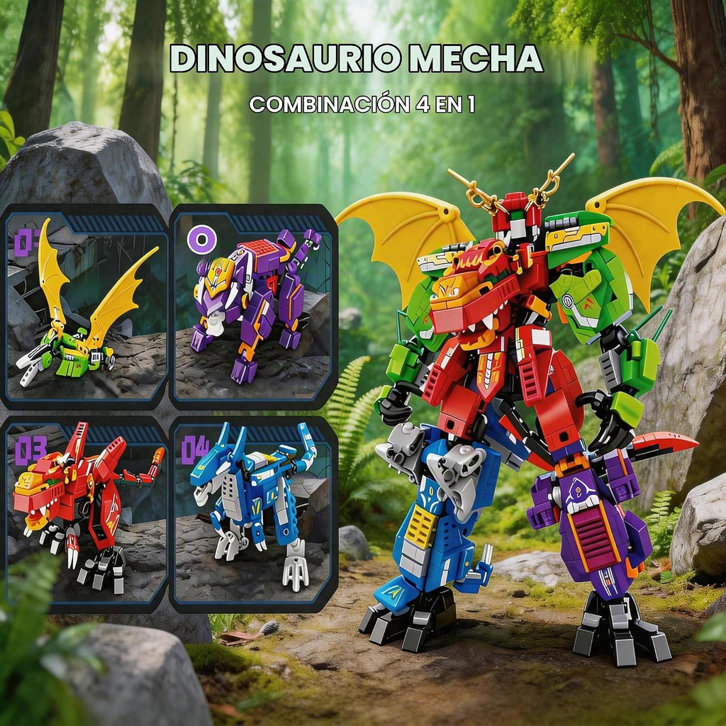 4 en 1 Dino Mecha Kit, robot transformador de juguete de regalo para niños de 8 años en adelante, 904 unidades