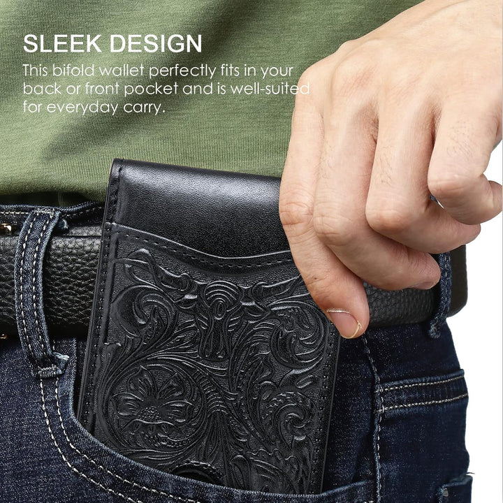 Cartera Pefiam de cuero de grano completo para hombres - Cartera bi...